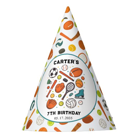 Sports Game Time All-Star Birthday | Kids Sport パーティーハット (正面)