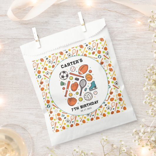 Sports Game Time All-Star Birthday | Kids Sport フェイバーバッグ (クリップ留めされた状態)