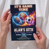 Sports Game Time Birthday Party - All Element 招待状