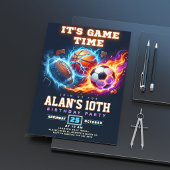 Sports Game Time Birthday Party - All Element 招待状