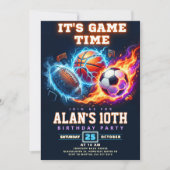 Sports Game Time Birthday Party - All Element 招待状 (正面)