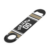 Sports Jersey Blackと金ゴールドストライプ名番号 スピード栓抜き (正面アングル)