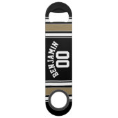 Sports Jersey Blackと金ゴールドストライプ名番号 スピード栓抜き (裏面)