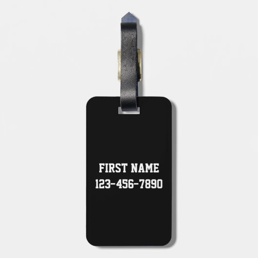 Sports Jersey Blackと金ゴールドストライプ名番号 ラゲッジタグ (裏面縦)