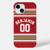 Sports Jersey Redと金ゴールドストライプ名番号 Case-Mate iPhoneケース (裏面)