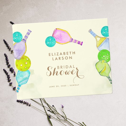 Sports Lover Watercolor  Pickleball Themed Bridal ゲストブック