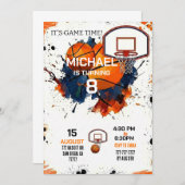 Sports Outdoor Basketball Birthday 招待状 (正面/裏面)