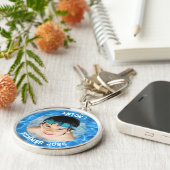 Sports Photo Aqua Blue Swimming Pool Border キーホルダー (側面)