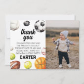 Sports Rookie Year Boy 1st Birthday Photo サンキューカード (正面)