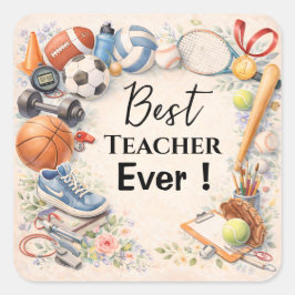 Sports Teacher Thank You Gift End of School Year スクエアシール
