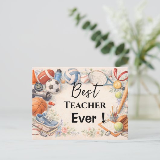Sports Teacher Thank You Gift End of School Year ポストカード (スタンド正面)