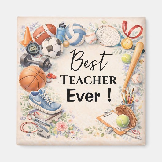 Sports Teacher Thank You Gift End of School Year マグネット (正面)