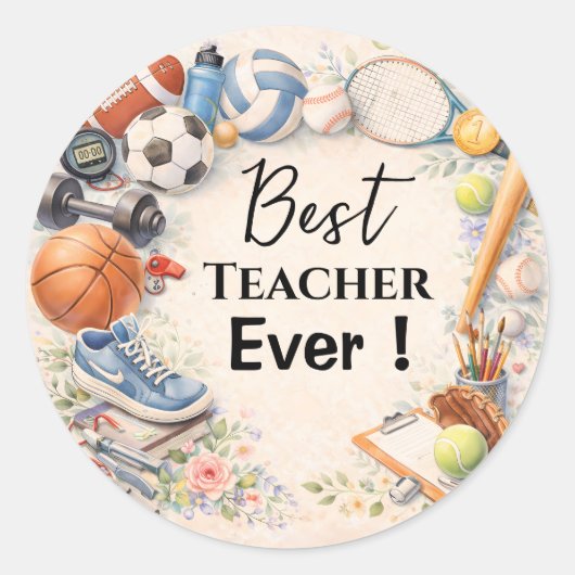 Sports Teacher Thank You Gift End of School Year ラウンドシール (正面)