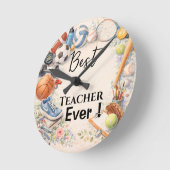 Sports Teacher Thank You Gift End of School Year ラウンド壁時計 (傾斜)