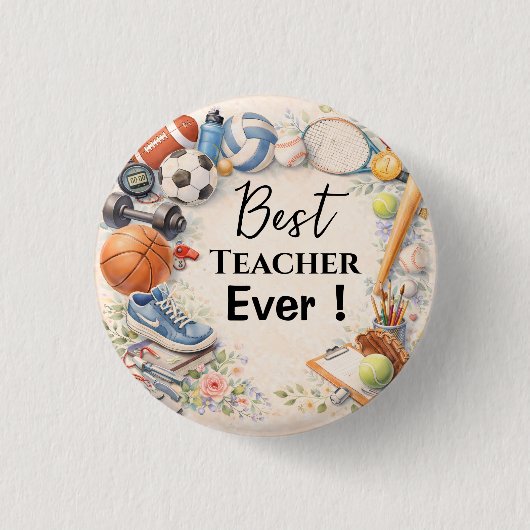 Sports Teacher Thank You Gift End of School Year 缶バッジ (正面)