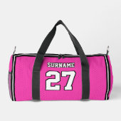 Sports Team Name Number Pink White Dot ダッフルバッグ (裏面)