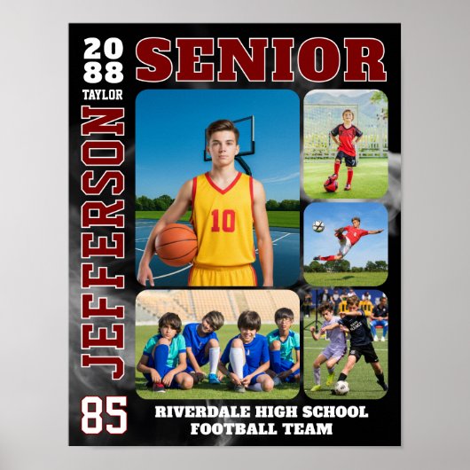 Sports Team Player Senior Night Photo Collage ポスター (正面)
