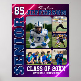 Sports Team Senior Night Custom Photo Collage ポスター