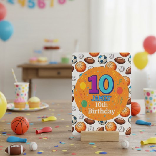 Sports Theme 10th Birthday Invitation 招待状