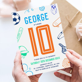 Sports Theme Boys Modern Birthday Party 招待状