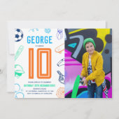 Sports Theme Boys Modern Birthday Party Photo 招待状 (正面)