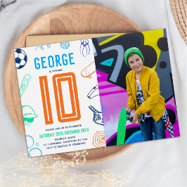 Sports Theme Boys Modern Birthday Party Photo 招待状