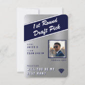 Sports Trading Card Photo Blue Groomsman Proposal (裏面)