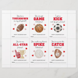 Sports Valentine’s Day Cards for Kids Classroom  レターヘッド