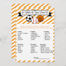 Sports What's in Your巾着赤ちゃんシャワーゲーム