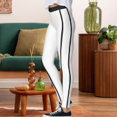 Sports Women Modern Elegant White Black Stripes レギンス