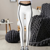 Sports Women Modern Elegant White Black Stripes レギンス