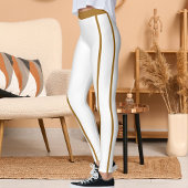 Sports Women Modern Elegant White Brown Stripes レギンス