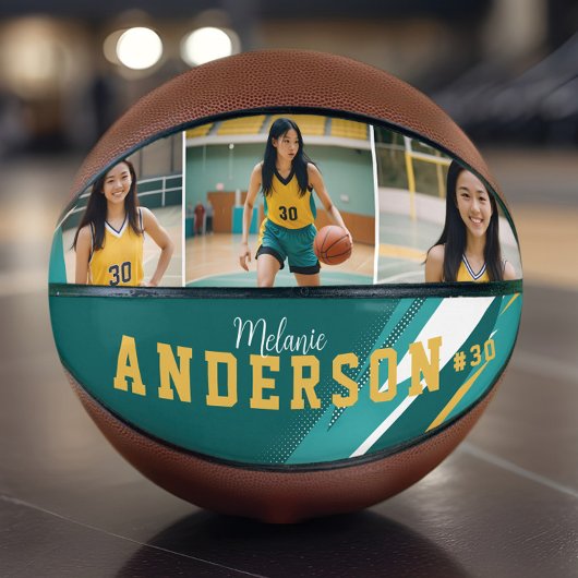 Sporty 3フォトコラージプレーヤー名とチーム番号 バスケットボール