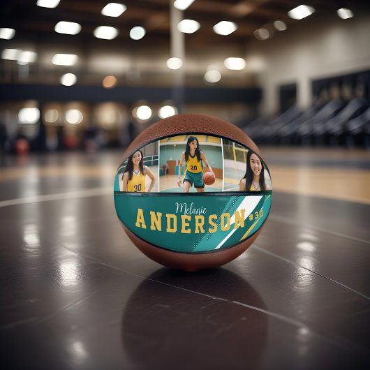 Sporty 3フォトコラージプレーヤー名とチーム番号 バスケットボール