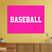 Sporty Athletic White BASEBALL Text On Bright Pink キャンバスプリント (インサイチュ (リビング))