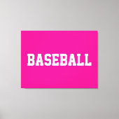 Sporty Athletic White BASEBALL Text On Bright Pink キャンバスプリント (正面)