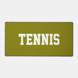 Sporty Athletic White TENNIS Text On Golden Olive デスクマット