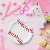 Sporty-Baseball Classic Red & White Sports Themed ペーパープレート (パーティー)