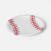 Sporty-Baseball Classic Red & White Sports Themed ペーパープレート (アングル)