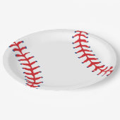Sporty-Baseball Classic Red & White Sports Themed ペーパープレート (アングル)