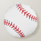 Sporty-Baseball Classic Red & White Sports Themed ラウンドクッション (裏面)