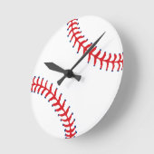 Sporty-Baseball Classic Red & White Sports Themed ラウンド壁時計 (傾斜)