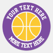 Sporty basketball stickers in custom colors ラウンドシール (正面)