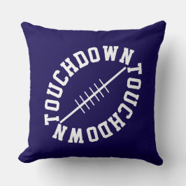 Sporty Big Football TOUCHDOWN On Navy Blue クッション