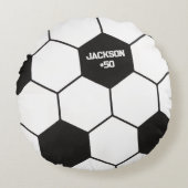 Sporty Black And White Soccer Ball Pattern Custom ラウンドクッション (正面)