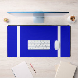 Sporty Bold Royal Blue White Edge End Zone Stripes デスクマット