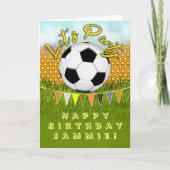 Sporty Boys Soccer Birthday Card With Photo Space  カード (正面)