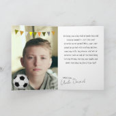 Sporty Boys Soccer Birthday Card With Photo Space  カード (内部)