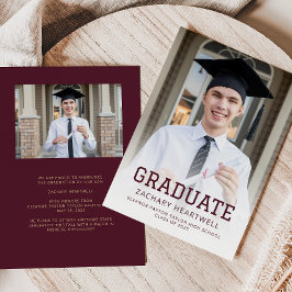 Sporty Burgundy金ゴールド写真グラッド発表 招待状