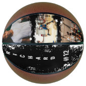 Sporty Custom Player Name & Number 3 Photo Collage バスケットボール (正面)